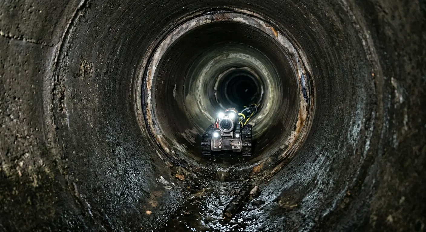 Robotic sewer camera inspecting pipe interior for Sewer Line Repair in Nogales